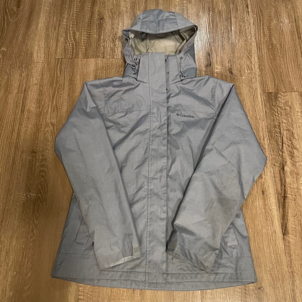 Columbia Mens Jacket Size Medium Gray Polyester Interchange Hooded Rain Shell